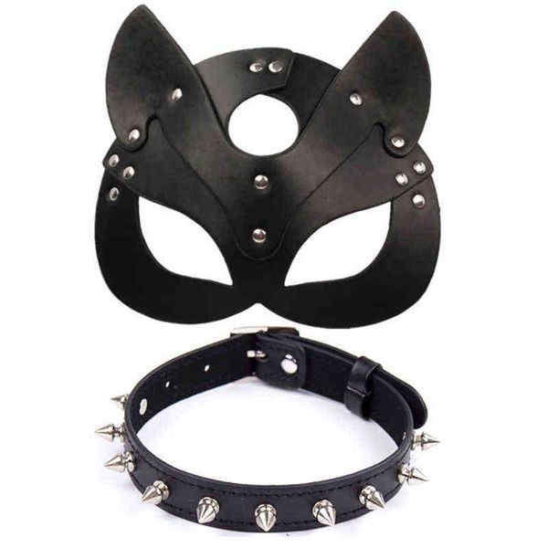 NXY Giocattoli per adulti BDSM Bondage Restraints PU Leather Cat Halloween Sex Mask Whip Roleplay Per uomini Donne Giochi Cosplay 1201