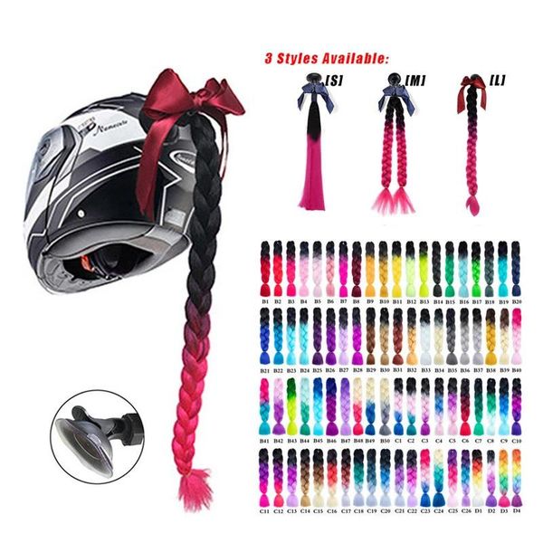 

motorcycle helmets 2021 helmet braids woman wig for motorbike 17 colors twist dual pigtail ponytail with sucker bow