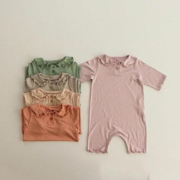 

clothing sets baby girl rompers 2021 spring toddler girls boys long sleeve one-pieces korean fashion children simple solid color, White
