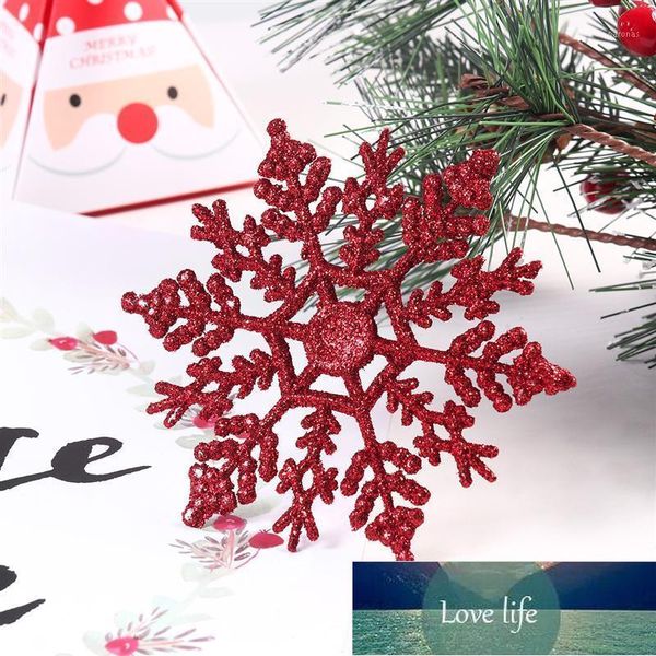 Decorações de Natal 12 pcs 4 cores plástico falso floco de neve festa pendurado pingentes ano xmas árvore ornamentos janela decoração1 Preço de fábrica