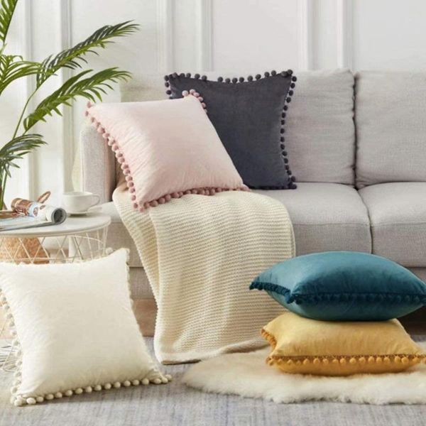 

pillow cover washable plush cushion soft pillowcase supply without core for home living room bedroom )