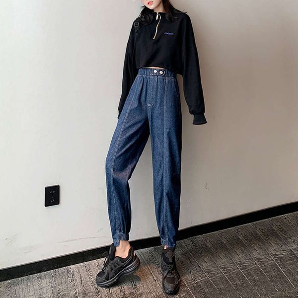 

spring large double fashion small elegant nine point leggings, Blue