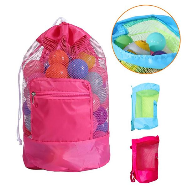 

storage bags outdoor swimming beach bag net drawstring foldable mesh children toy organizer baskets backpack for kids