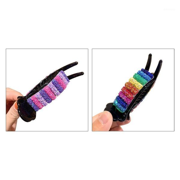 

rainbow sequins large hair claw women slide bun ponytail holder clip barrettes1