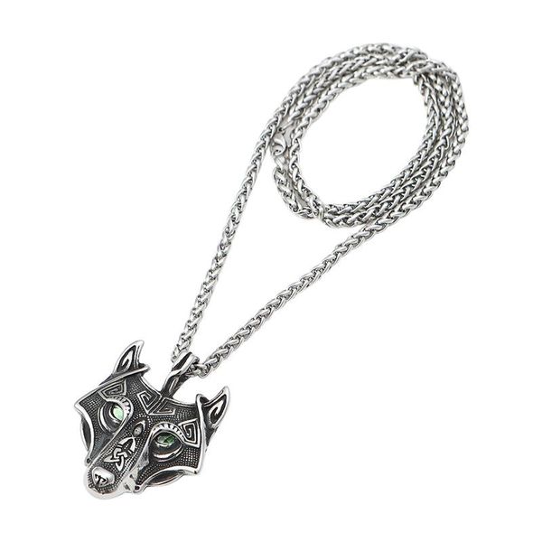

chains pendant silver amulet animals birthday fashion stainless steel vintage viking style wolf necklace neck chain jewelry gift party