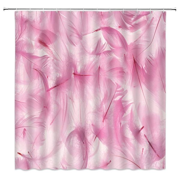 

feather shower curtain pink feathers romantic girly love creative art for girls women polyester bathroom decor set 70x70