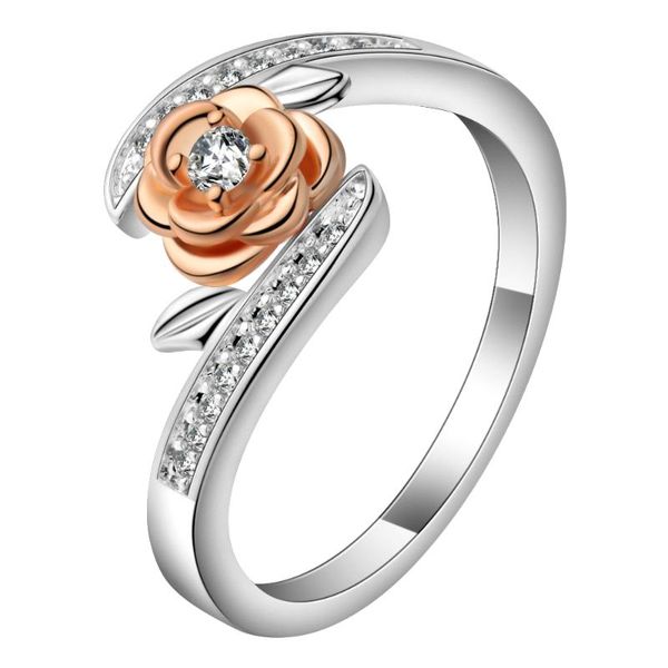 

wedding rings ufooro romantic rose gold flower ring female white cz zirconia bands promise engagement for women jewelry anillos, Slivery;golden