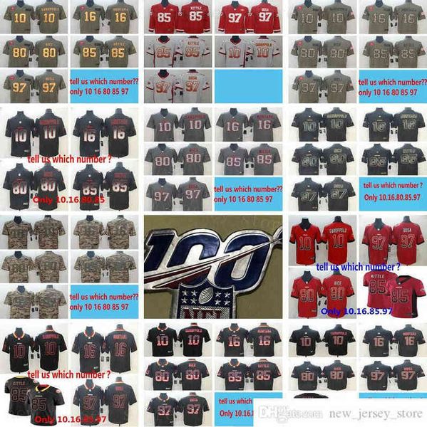 

stitched 100 stitchedsanfrancisco49ersfootball jersey 10 jimmygaroppolo 16 joemontana 80 jerryrice 85 georgekittle 97 nickbosa 100th patch, Black