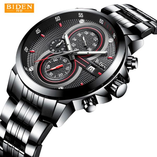 

wristwatches biden 2021 men's watch business fashion stainless steel strap waterproof quartz men drop, Slivery;brown