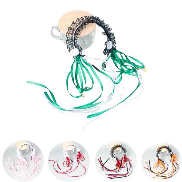 

other event & party supplies women sweet lolita hair bands girl cosplay long ribbon headband maid lace hoop accessories headwrap