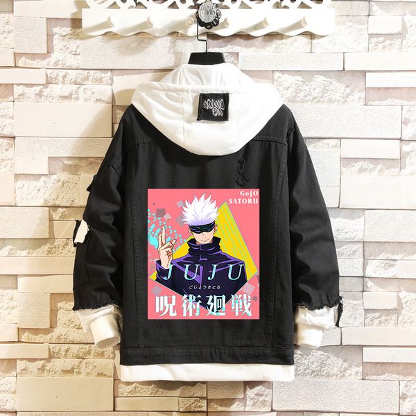 

women's hoodies & sweatshirts japan anime jujutsu kaisen chaqueta imprint gojo satoru autumn of the women cartoon men sweater vest iwiz, Black