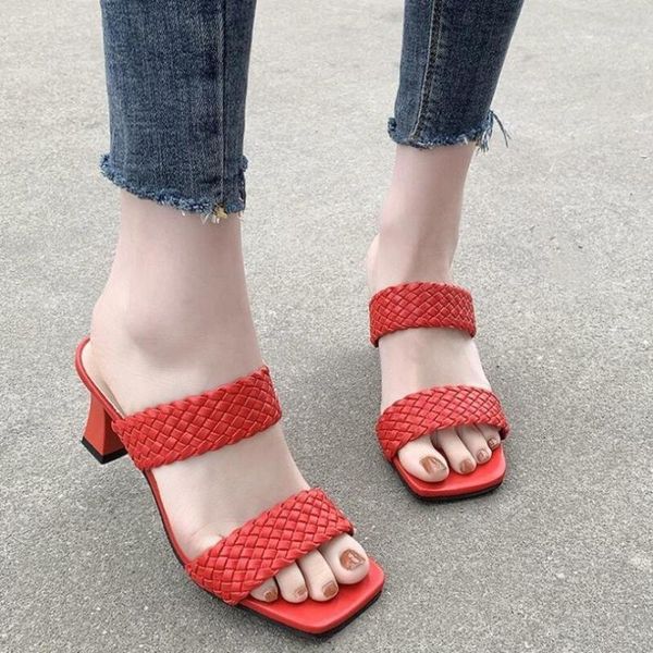 

sandals slippers women spring european style square head fish mouth sandals slippers ladies open-toe high heels 35-42 size zo8f, Black
