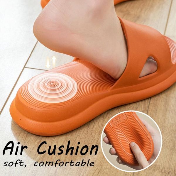 

indoor comfortable soft slippers men women quick-drying thickened wedge couple family home bathroom shoes, Black