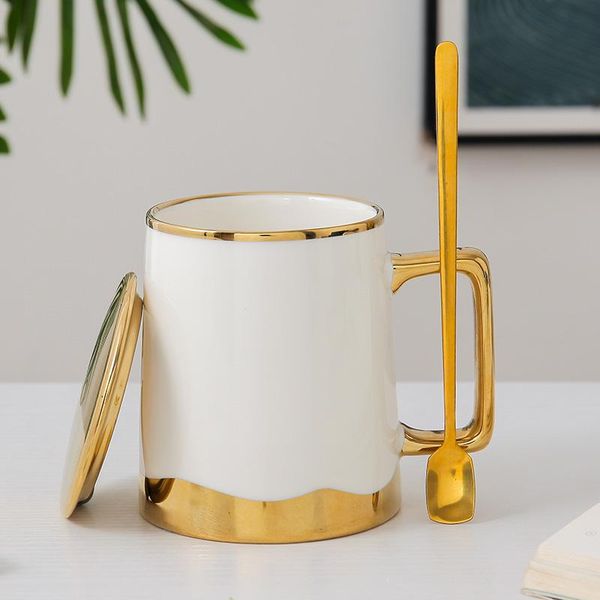 

mugs vintage phnom penh mug exquisite coffee milk ceramic cup with lid spoon wave pattern golden gift water cups