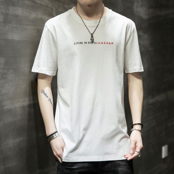 

men's t-shirts 2021 brand cotton t-shirt short-sleeve man t shirt short sleeve pure color men for male, White;black