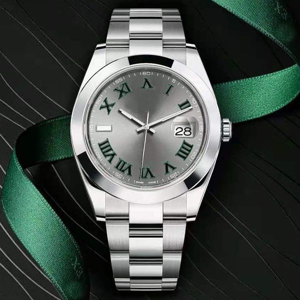 

men watch sapphire baton datejust daydate 41mm watch smooth mens automatic master watches mechanical montre de luxe watches oyster wrsitwatc, Slivery;brown