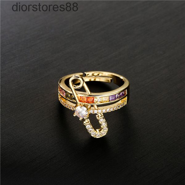 

ring australian fashion copper micro inlaid jewelry plated 18k gold paper clip geometric opening female, Silver