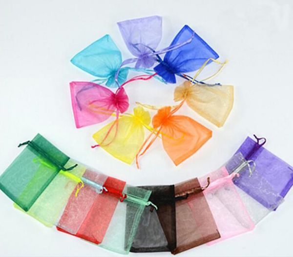

100pcs/lot organza jewelry pouches bags packaging display mix color for diy fashion gift w31, Pink;blue