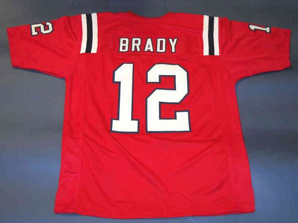 Maglia da calcio personalizzata Uomo Gioventù Donna Vintage TOM BRADY CUSTOM PRO STYLE THROWBACK RED Rare High School Taglia S-6XL o qualsiasi nome e numero di maglie