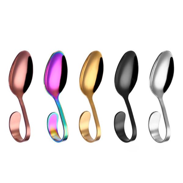 

spoons stainless steel spoon curved handle tableware for el buffet kitchen (silver)