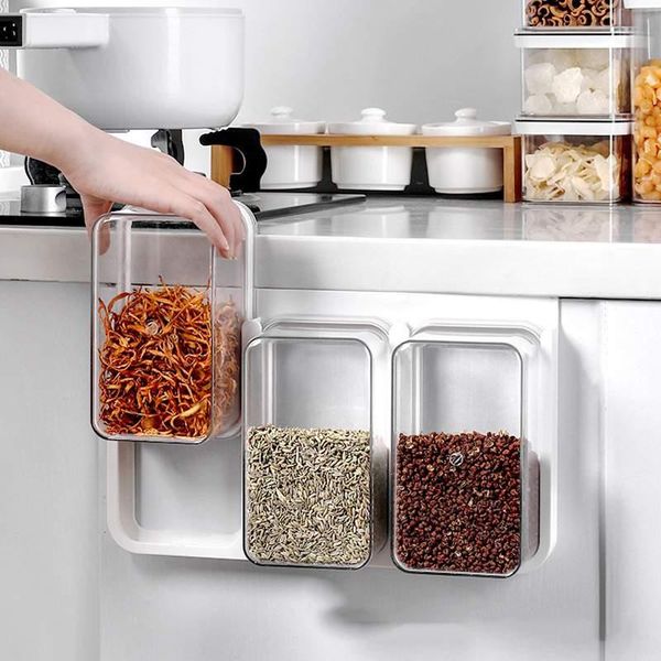 

storage bottles & jars kitchen transparent boxes sealed jar grains beans organizer dampproof food containers refrigerator 900/2400ml