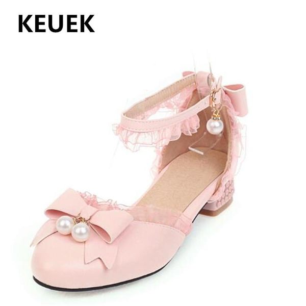 

children bao tou shoes girls sandals princess baby high heels student pu leather white pink black summer kids 02c, Black;red