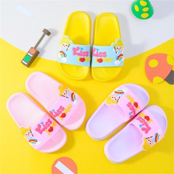 

slipper 2021 summer cute cartoon little fairy children baby sandals girls home non-slip anti-collision soft bottom beach slippers, Black;grey
