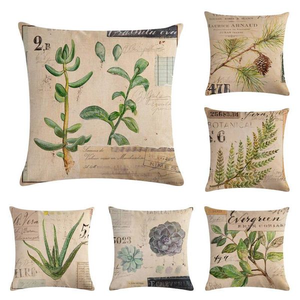 

cushion/decorative pillow 45cm*45cm retro plant painting design linen/cotton throw covers couch cushion cover home decorative pillows