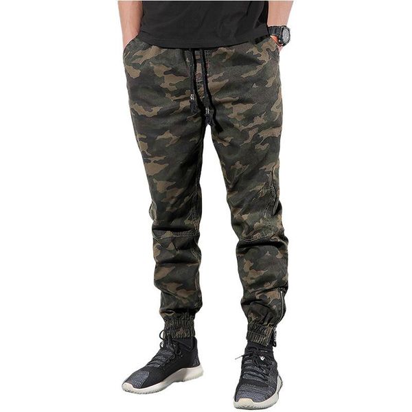 

amekaji streetwear loose jogger pants men camouflage pencil army trousers for men's, Black