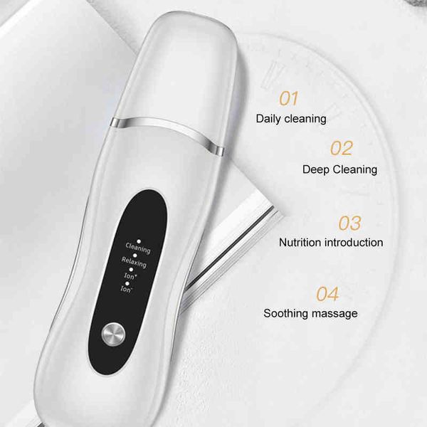 

face care devices ultrasonic skin scrubber facial cleaner ion blackhead remover peeling shovel massager lift machine 220211