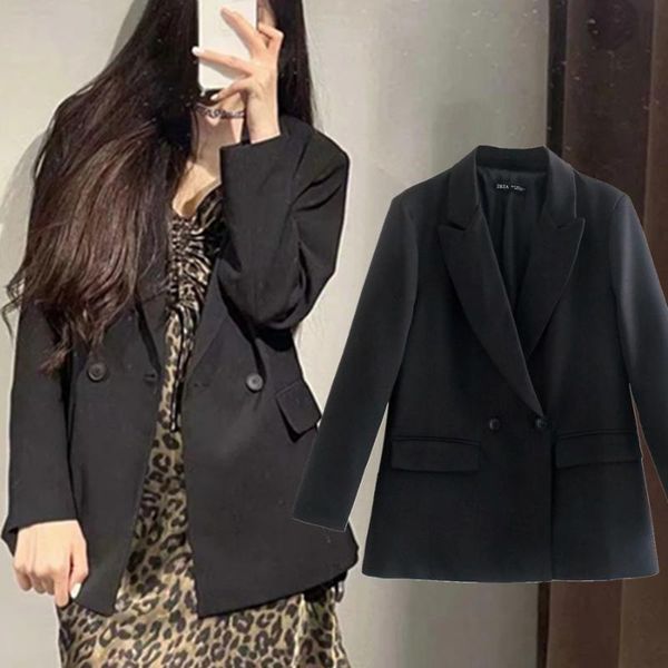 

women's suits & blazers dave&di autumn blazer feminino england style fashion double breasted oversize women solid vintage and jackets, White;black