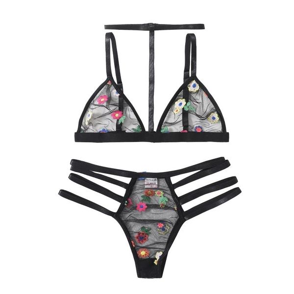 

bras bra fashion g-string thong sleepwear underwear lingerie flower lace beautifully embroidered black, Red;black