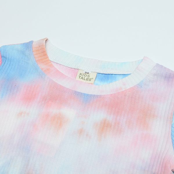 

2021 spring new toddler baby girls tie dye clothes ribbed knit long sleeve shirt pants 2pcs casual outfits baby pajamas set, White