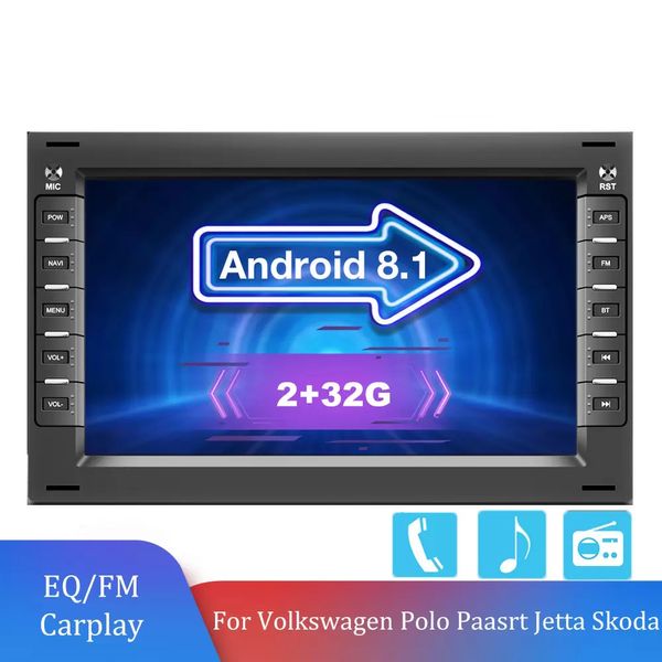 2din android 8.1 carro rádio multimídia jogador gps 2din estéreo para volkswagen vw jetta golf bora polo mk5 skoda autoradio