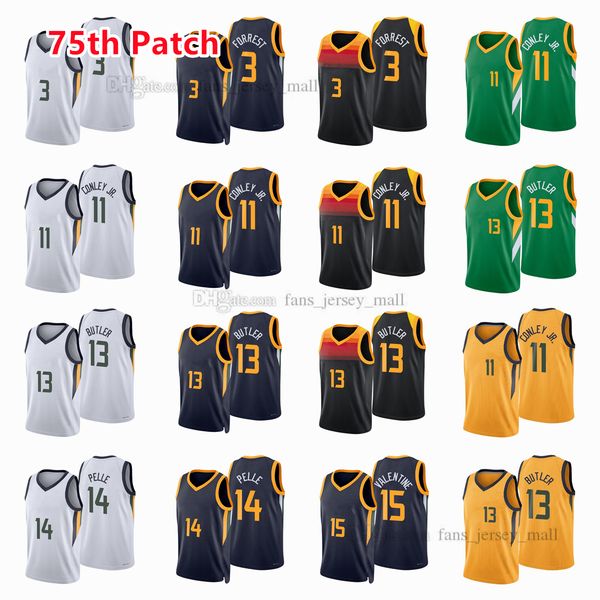 

printed 75th patch city basketball jerseys mike 11 conley jared 13 butler norvel 14 pelle denzel 15 valentine trent 3 forrest jersey color w, Black;red
