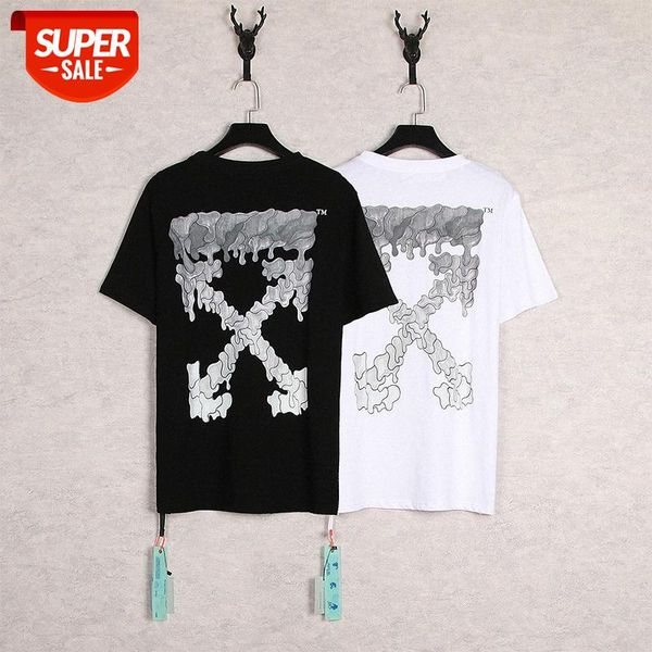 

dissolving arrow print short-sleeved t-shirt ow youth european version loose men and women couple half sleeve t #se8i, White;black