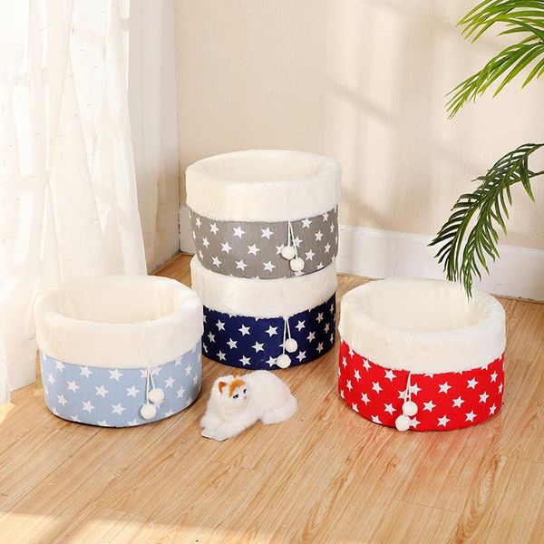 

dogs beds and houses bed pet accessories for mat cat plush house cats plaid pets supplies big small cushion cylindrical & furniture