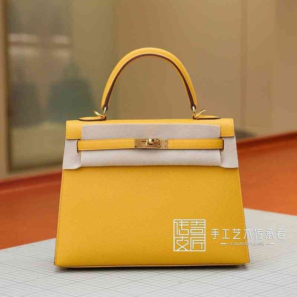 

designer handbags 2021 pure manual wax thread sewing bag epsom pikeley women's bag amber kl25cm gold buckle messenger bag bb