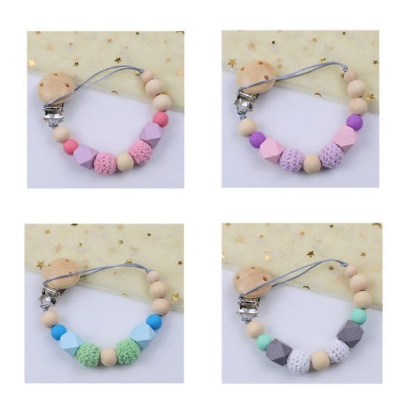 

pacifier holders&clips# explosion baby wooden silicone molar toy round ball traction chain nipple clip