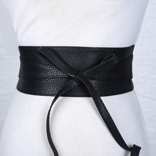 

boho belt for women bowknot faux leather wrap around obi style cinch waistband black cummerbund brown belts, Black;brown