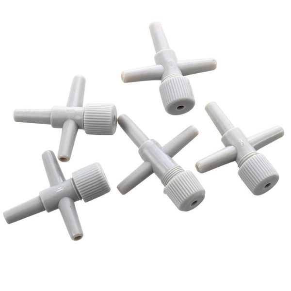 

air pumps & accessories 5 pcs fish tank gray plastic connect 3 tubes cross control valves splitter