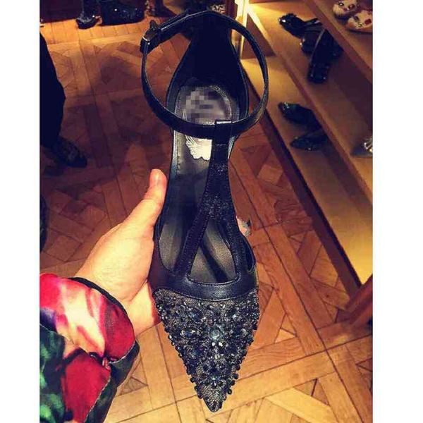 

slippers pointed toe stilettos women's summer 2021 shallow mouth t with small size sandals banquet dress wedding shoes, Black