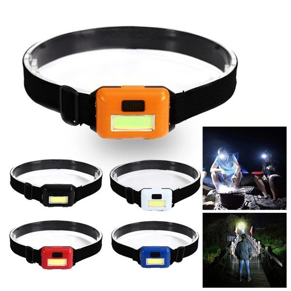 

headlamps mini cob led headlight high/low light blinking 3 modes outdoor waterproof night riding fishing battery powered