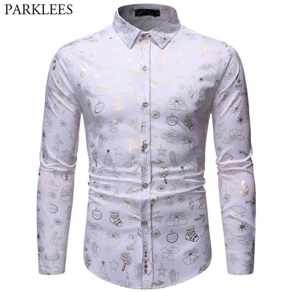 

men christmas shirts casual button up shirt men turn-down collar long sleeve white shirt mens fashion snowman printed men shirt 210524, White;black