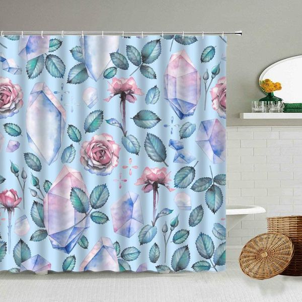 

shower curtains flower pastoral scenery curtain plant leaf floral watercolor art girl bathroom decor with hook hanging screen washable