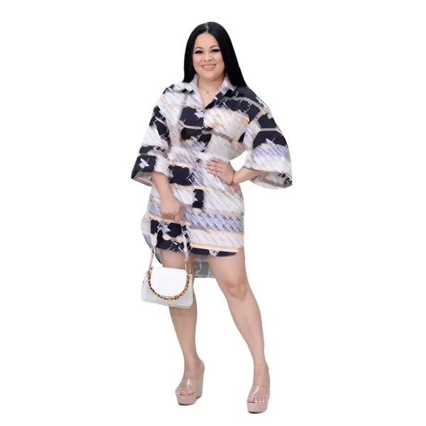 

printed shirt women's lapel long-sleeved collocation buttons fashion casual all-match loose long shirts s-2xl, White