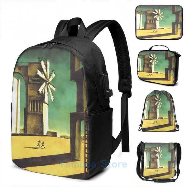 

backpack funny graphic print ico game front cover artwork usb charge men school bags women bag travel laptop