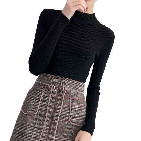 

women's tight casual fashion turtleneck sweater, pure cotton spring drs, long sved t-shirt, 2020, White;black