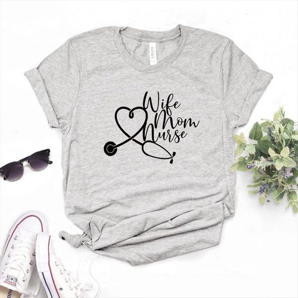 

wife mom nurse print women t shirts cotton funny yong girl tee 6 color a 1122, White