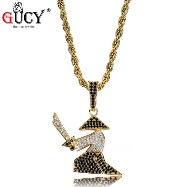 

pendant necklaces gucy hip hop copper warrior gold silver color all iced out micro pave + cz ninja necklace charm jewelry for men women